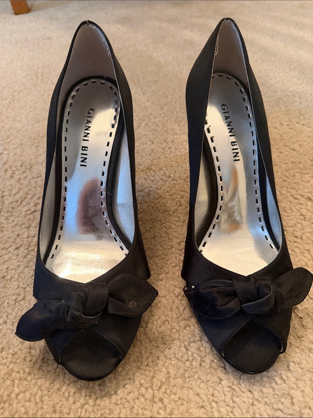 Gianni Bini Black Peep-Toe Bow Pumps